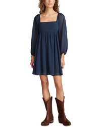 Lucky Brand - Smocked-bodice Sheer-sleeve Mini Dress - Lyst