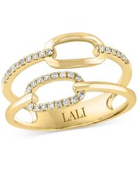 Lali Jewels - Diamond Chain Link Double Row Ring (1/6 Ct. T.w. - Lyst