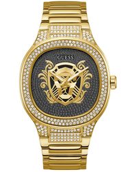 Guess - Analog Gold-tone Stainless Steel Watch 45mm - Lyst