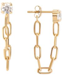 Giani Bernini - Cubic Zirconia Paperclip Link Front To Back Earrings In 18k Gold-plated Sterling Silver, Created For Macy's - Lyst