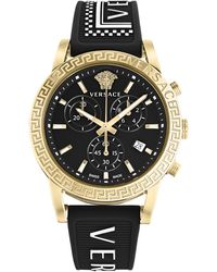 Versace - Swiss Chronograph Sport Tech Black Silicone Strap Watch 40mm - Lyst