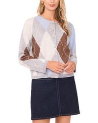 Vince Camuto - Argyle Long-sleeve Cardigan Sweater - Lyst