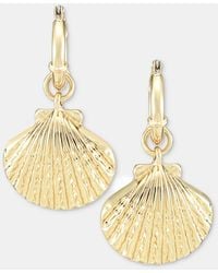 On 34th - Shell Charm Hoop Drop Earrings - Lyst
