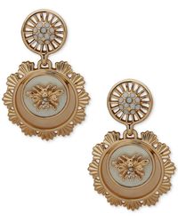 Anne Klein - Gold-tone Pave & Mother-of- Bee Motif Drop Earrings - Lyst