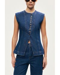 Nocturne - Button-front Denim Vest - Lyst