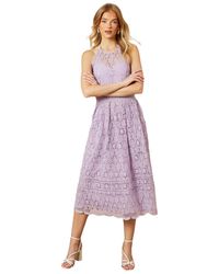 Oasis - Lace Detail Halterneck Midi Dress - Lyst