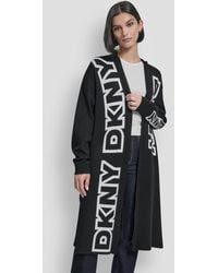 DKNY - Exploded Logo Oversized Cardigan Sweater - Lyst