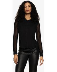 Sanctuary - Fitted Mesh Button Down Shirt - Lyst