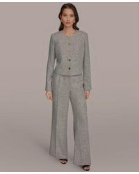Donna Karan - Button Front Cropped Jacket High Waist Wide Leg Pants - Lyst