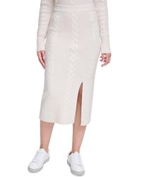 Calvin Klein - Cable-knit Pull-on Midi Skirt - Lyst