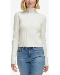 Calvin Klein - Mock-neck Long-sleeve Ribbed Sweater - Lyst