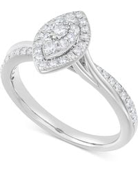 Macy's - Diamond Marquise Shaped Halo Cluster Engagement Ring (1/2 Ct. T.w. - Lyst