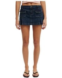 Cotton On - Micro Pleat Denim Skirt - Lyst