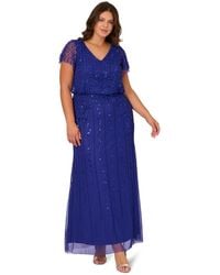 Adrianna Papell - Plus Size Beaded V-neck Maxi Dress - Lyst