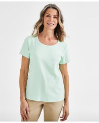 Style & Co. - Petite Cotton Scoop-neck Short-sleeve Top - Lyst