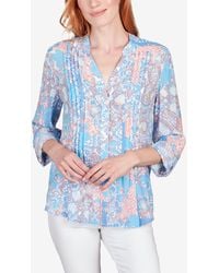 Ruby Rd. - Petite Silky Gauze Patio Party Patchwork Button Front Top - Lyst