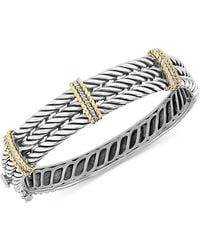 Effy - Effy® Diamond Triple Band Bangle Bracelet (1/5 Ct. T.w.) In Sterling Silver & 18k Gold - Lyst