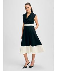 Isaac Mizrahi New York - Notched Collar Full Skirt Midi Cotton Dress - Lyst