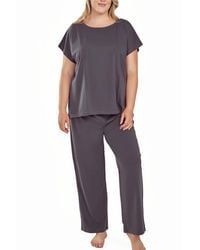 iCollection - Plus Size Soft Knit Top And Crop Pant Pajama Set - Lyst