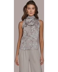Donna Karan - Mock Neck Sleeveless Top - Lyst