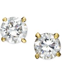 Giani Bernini 18k Gold And Sterling Silver Earrings, Round Cubic Zircoia Studs (1/2 Ct. T.w.) - Metallic