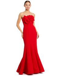 Mac Duggal - Crepe Strapless Mermaid Gown With 3d Flowers - Lyst