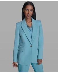 KARL LAGERFELD - Notch Lapel Collar One Button Blazer Neck Camisole Mid Rise Wide Leg Pants - Lyst