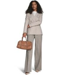 Calvin Klein - Double Breasted Jacket Novelty Pleated Wide Leg Pants Textured Long Sleeve Top - Lyst