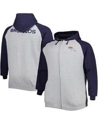 Fanatics - Denver Broncos Big And Tall Fleece Raglan Full-zip Hoodie Jacket - Lyst