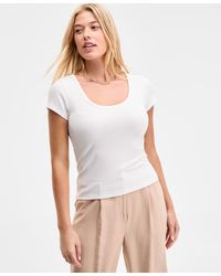 On 34th - Ribbed Scoop-neck Tee - Lyst