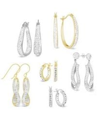 And Now This - Now This Crystal Hoop Earring Collection In Silver Plate Gold Plate Or Rose Gold Plate - Lyst