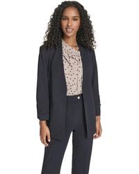 Calvin Klein - Collarless Open Front Ruched Sleeve Blazer - Lyst