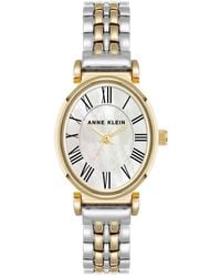 Anne Klein - Quartz Contemporary Oval Two-tone Metal Alloy Bracelet Watch - Lyst