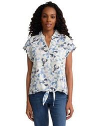 Jones New York - Collared Neck Linen Blend Tie Front Top - Lyst