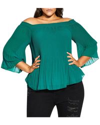 City Chic - Plus Size Pleated Off Shoulder Top - Lyst