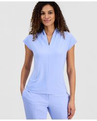 Kasper - Gathered-neck Cap-sleeve Top - Lyst