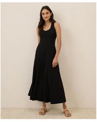 Pact Organic Cotton Fit & Flare Tie-back Dress in Green | Lyst
