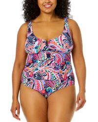 Anne Cole - Plus Size Notched Scoop-neck One-piece Swimsuit - Lyst