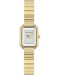 Ferragamo - Swiss Crystal Petite Gold Ion Plated Bracelet Watch 15x20mm - Lyst