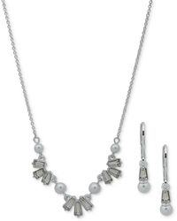 Anne Klein - Silver-tone Crystal & Imitation Statement Necklace & Drop Earrings Set - Lyst