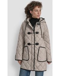 DKNY - Plus Size Hooded toggle-front Quilted Coat - Lyst