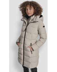 DKNY - Bibbed Hooded Zip-front Puffer Coat - Lyst