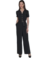 Karl Lagerfeld - Button-down Belted Jumpsuit - Lyst