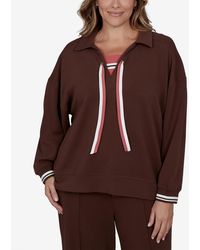 Ruby Rd. - Plus Size Stripe Trim Drawstring Pullover Top - Lyst