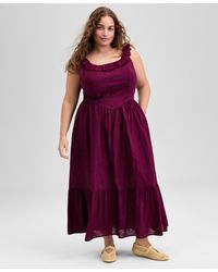 And Now This - Trendy Plus Size Cotton Ruffle-trim Maxi Dress - Lyst