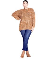 Avenue - Plus Size Charli Drop Shoulder Cable Sweater - Lyst