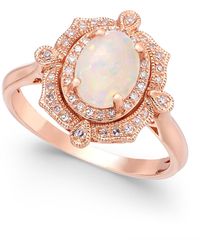 Effy - Opal (5/8 Ct. T.w.) And Diamond (1/6 Ct. T.w.) Oval Ring In 14k Rose Gold - Lyst