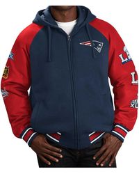 G-III 4Her by Carl Banks - New England Patriots Defender Raglan Full-zip Hoodie Varsity Jacket - Lyst