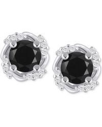 Macy's - Gemstone And Diamond Framed 1/3" Stud Earrings - Lyst
