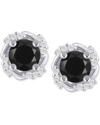 Macy's - Gemstone And Diamond Framed 1/3" Stud Earrings - Lyst